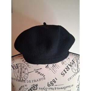 Womens Black Wool Beret Classic Parisian French Style Hat One Size